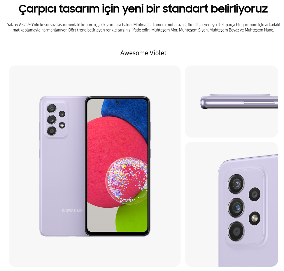 Yenilenmiş Samsung Galaxy A52s 5G Tasarım